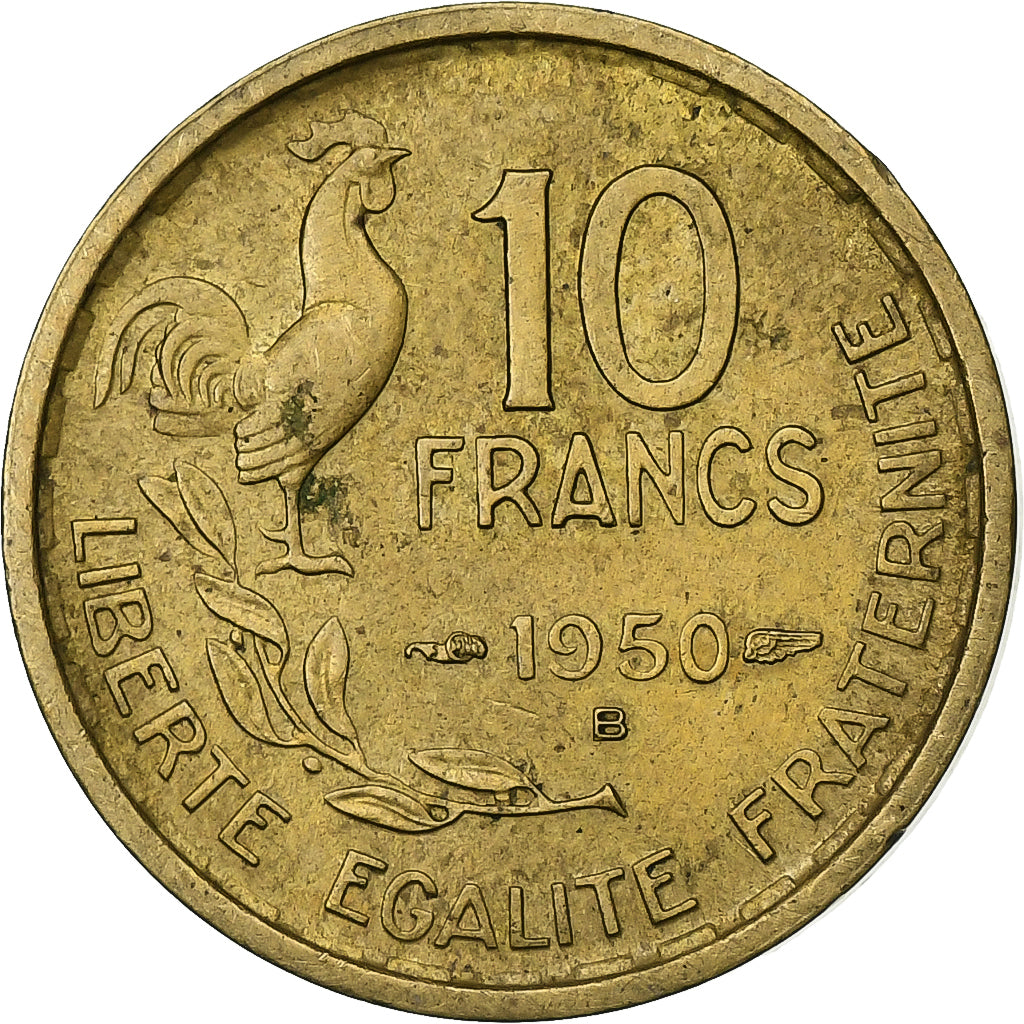 Francja, 10 Francs, Guiraud, 1950, Beaumont - Le Roger, Aluminium-Brąz