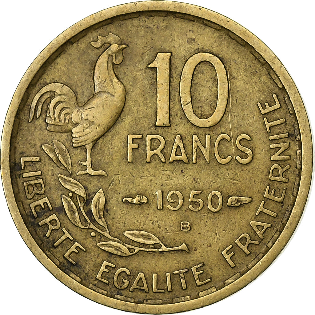 Francja, 10 Francs, Guiraud, 1950, Beaumont - Le Roger, Aluminium-Brąz