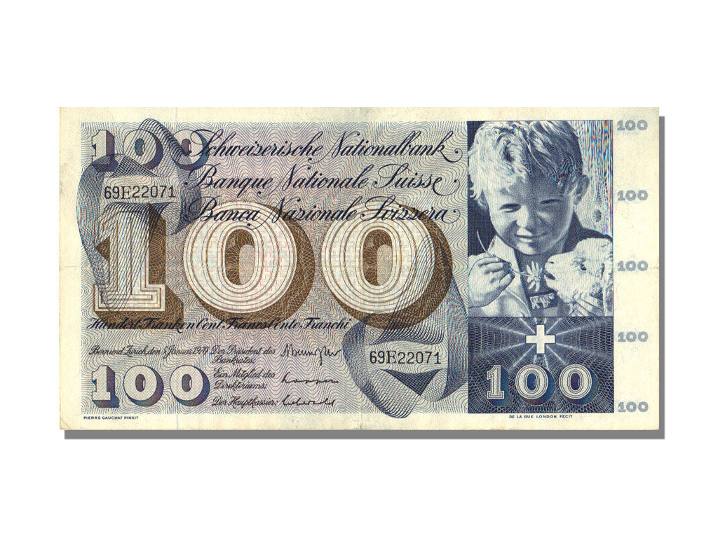 Banknote, Switzerland, 100 Franken, 1970, 1970-01-05, AU(50-53)