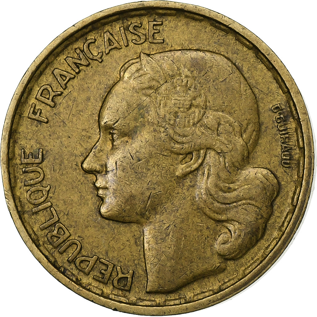 Francja, 10 Francs, Guiraud, 1952, Paris, Aluminium-Brąz, VF(30-35), KM:915.1