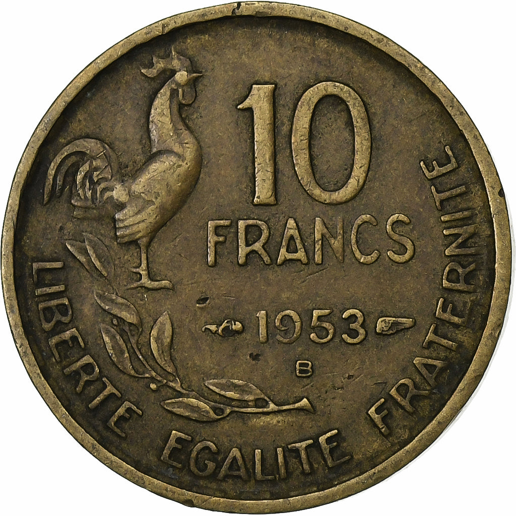 France, 10 Francs, Guiraud, 1953, Beaumont - Le Roger, Bronze-Aluminium, TB+