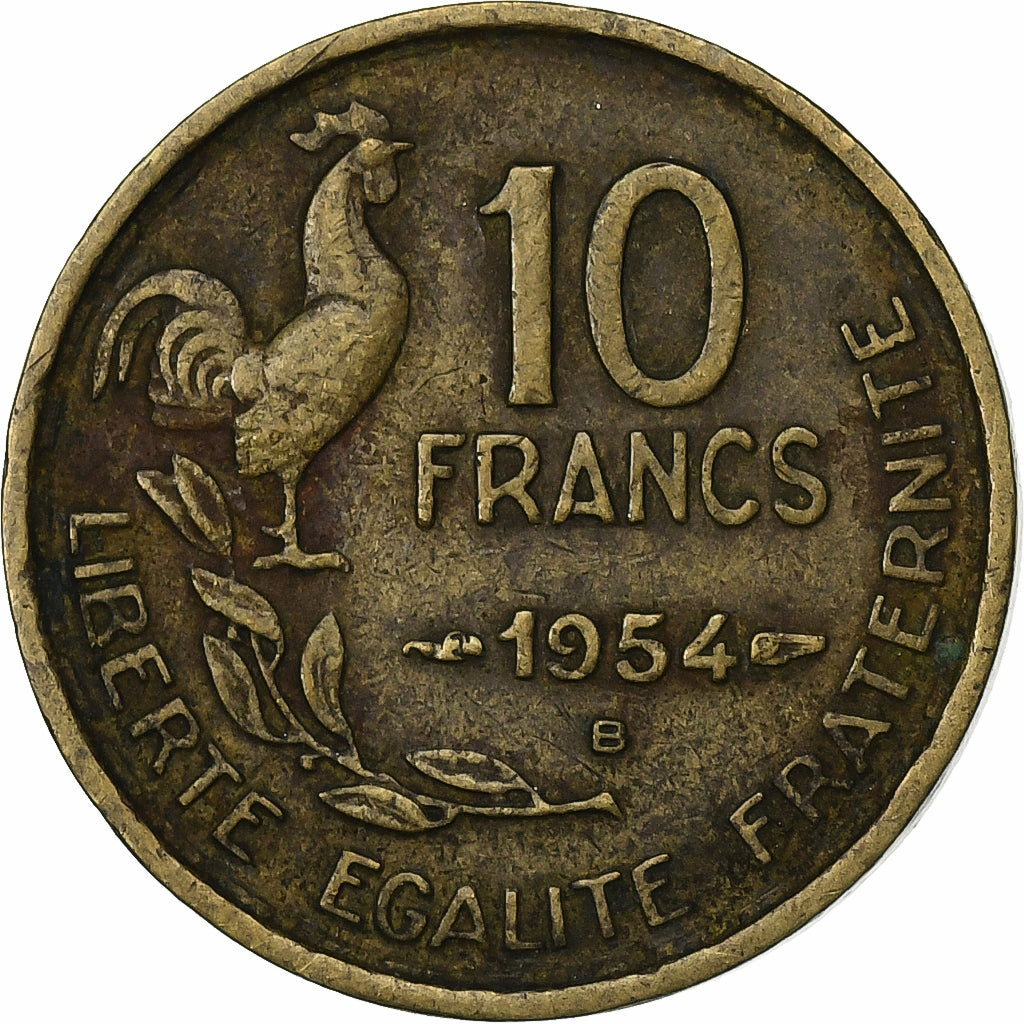 France, 10 Francs, Guiraud, 1954, Beaumont - Le Roger, Bronze-Aluminium, TB+