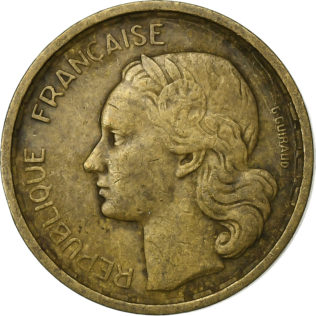 France, 10 Francs, Guiraud, 1950, Paris, Aluminum-Bronze, VF(20-25), KM:915.1