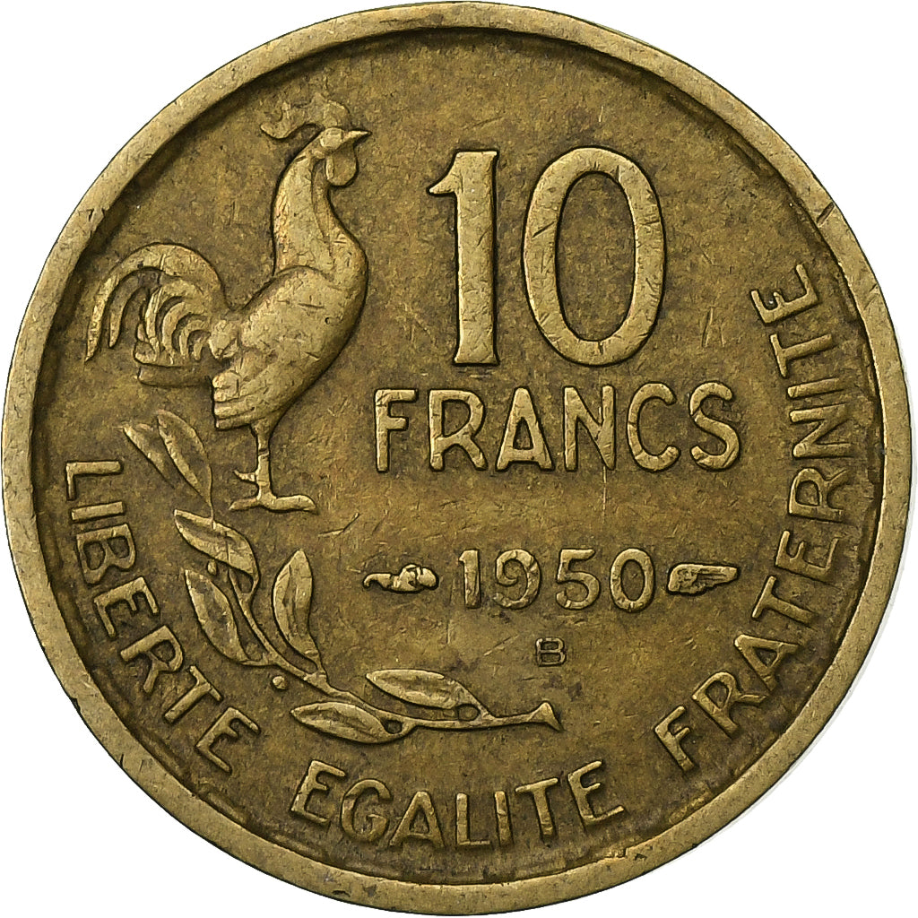 France, 10 Francs, Guiraud, 1950, Beaumont - Le Roger, Aluminum-Bronze