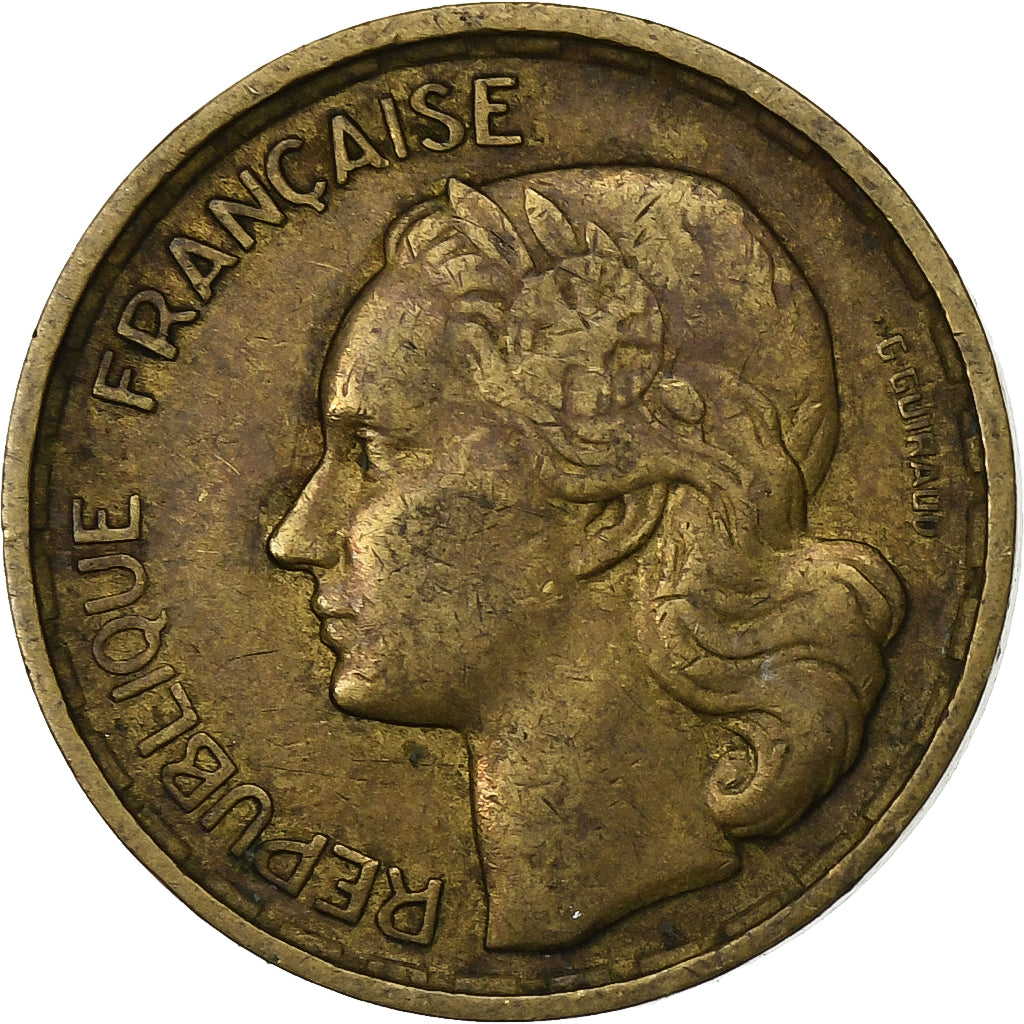 France, 10 Francs, Guiraud, 1951, Paris, Aluminum-Bronze, VF(20-25), KM:915.1