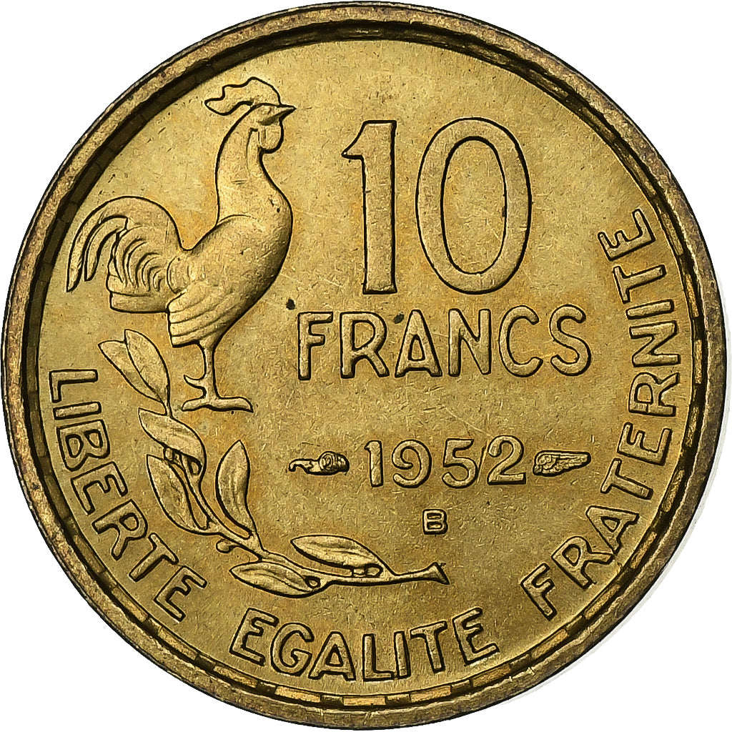 France, 10 Francs, Guiraud, 1952, Beaumont - Le Roger, Aluminum-Bronze