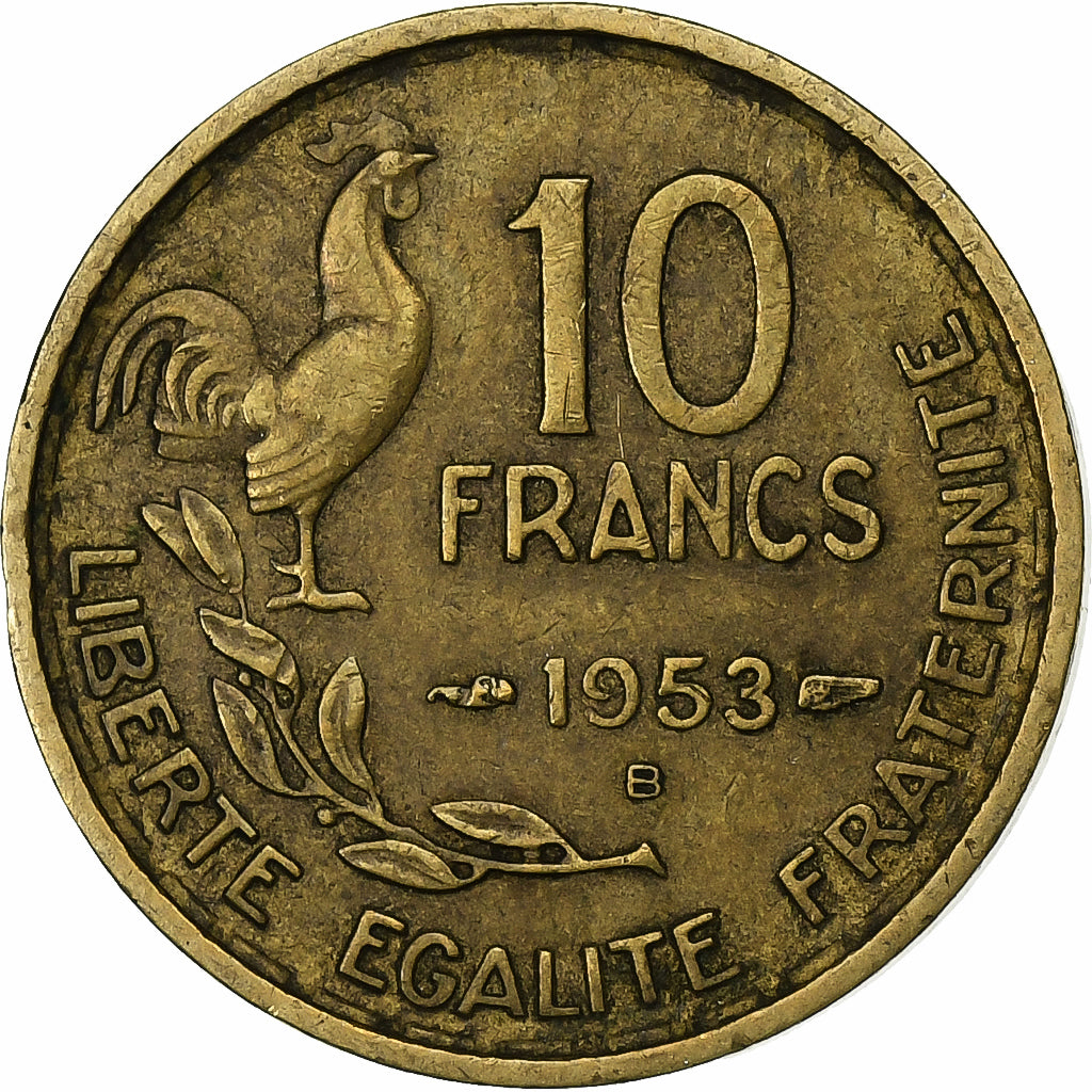 France, 10 Francs, Guiraud, 1953, Beaumont - Le Roger, Aluminum-Bronze