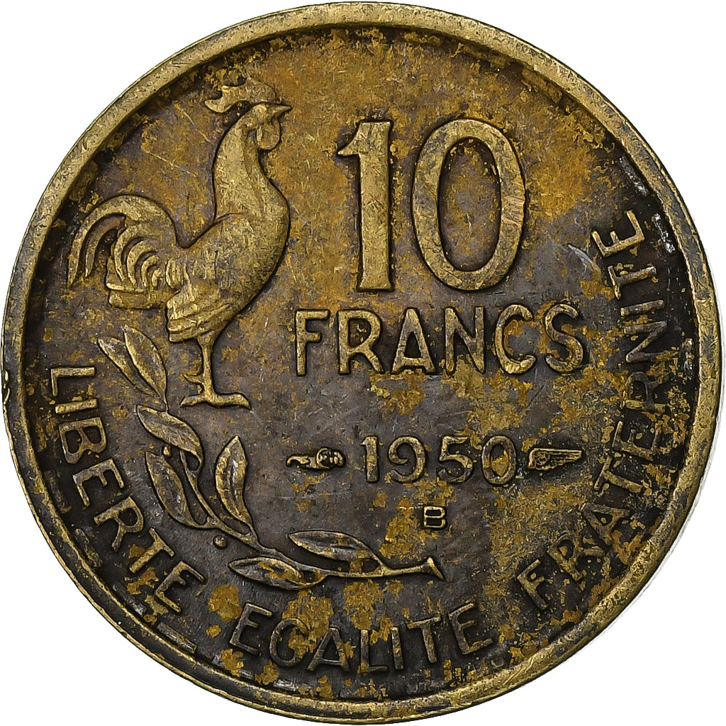 France, 10 Francs, Guiraud, 1950, Beaumont - Le Roger, Aluminum-Bronze