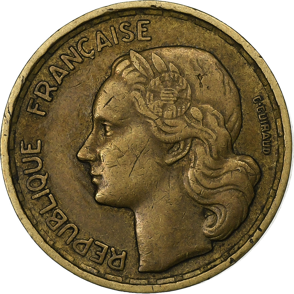 France, 10 Francs, Guiraud, 1953, Paris, Aluminum-Bronze, VF(30-35), KM:915.1