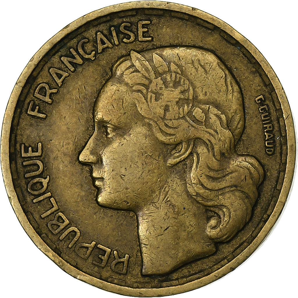 France, 10 Francs, Guiraud, 1953, Paris, Aluminum-Bronze, VF(20-25), KM:915.1