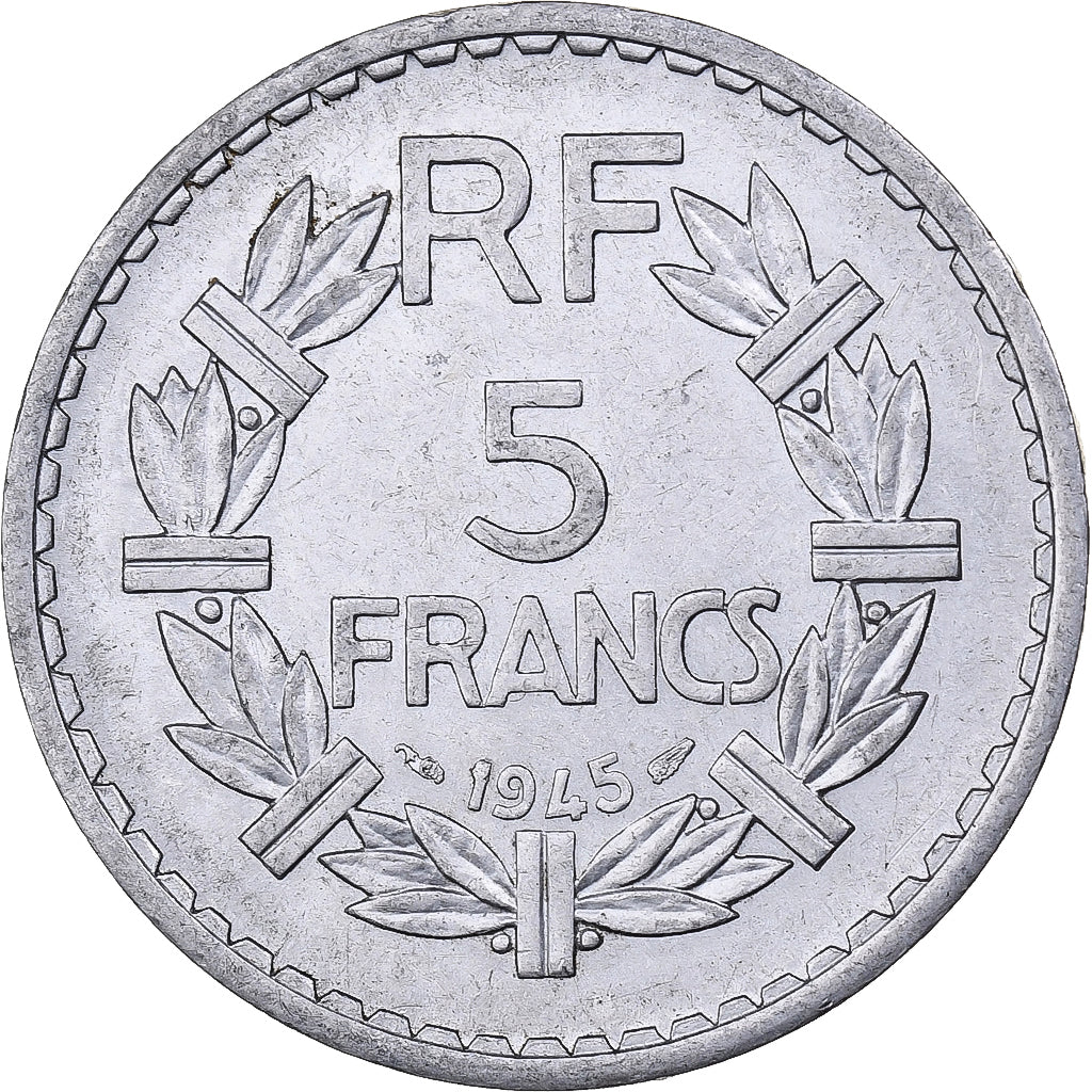 Frankreich, 5 Francs, Lavrillier, 1945, Paris, Aluminium, SS, KM:888b.1