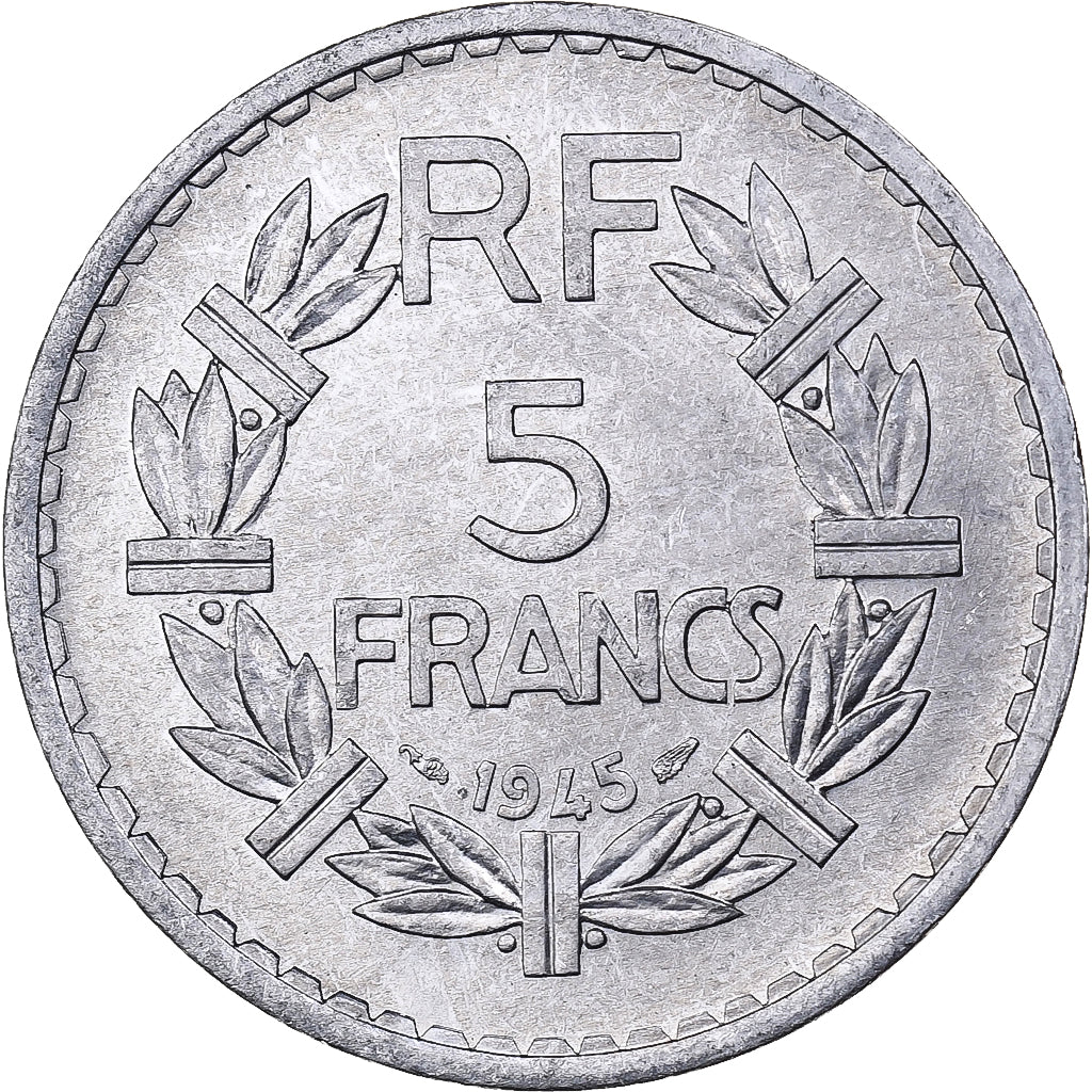 Frankreich, 5 Francs, Lavrillier, 1945, Paris, Aluminium, VZ+, KM:888b.1