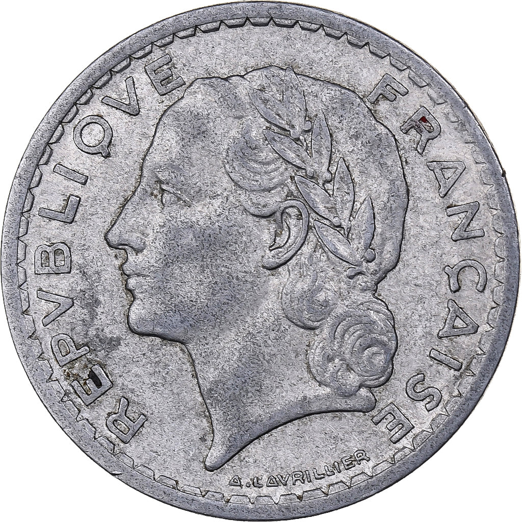 Frankreich, 5 Francs, Lavrillier, 1945, Paris, Aluminium, S+, KM:888b.1