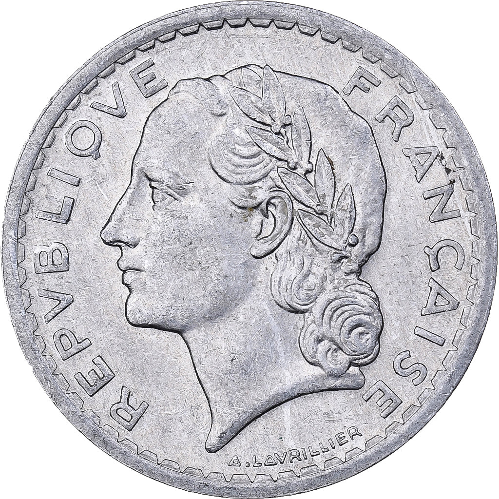 Francia, 5 Francs, Lavrillier, 1945, Paris, Alluminio, BB, KM:888b.1