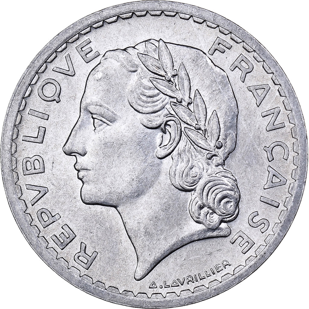 Frankreich, 5 Francs, Lavrillier, 1945, Paris, Aluminium, SS+, KM:888b.1