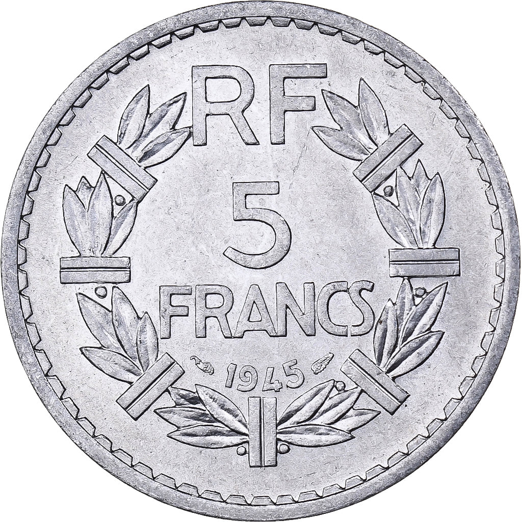 Frankreich, 5 Francs, Lavrillier, 1945, Paris, Aluminium, SS+, KM:888b.1