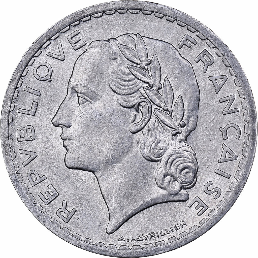 Frankreich, 5 Francs, Lavrillier, 1945, Paris, Aluminium, SS, KM:888b.1