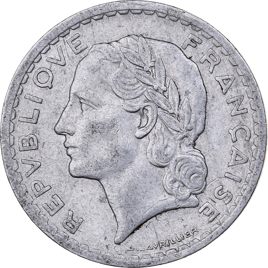 France, 5 Francs, Lavrillier, 1945, Beaumont - Le Roger, Aluminum, VF(30-35)