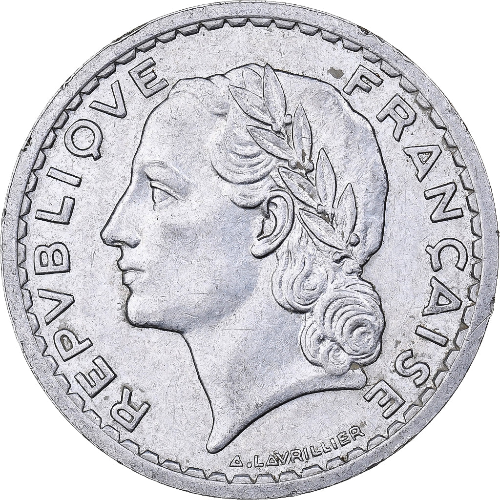 France, 5 Francs, Lavrillier, 1945, Beaumont - Le Roger, Aluminum, VF(20-25)