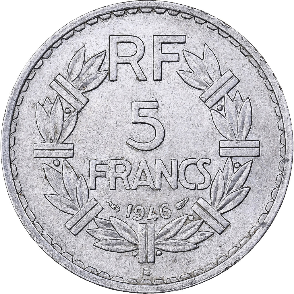France, 5 Francs, Lavrillier, 1945, Beaumont - Le Roger, Aluminum, VF(20-25)