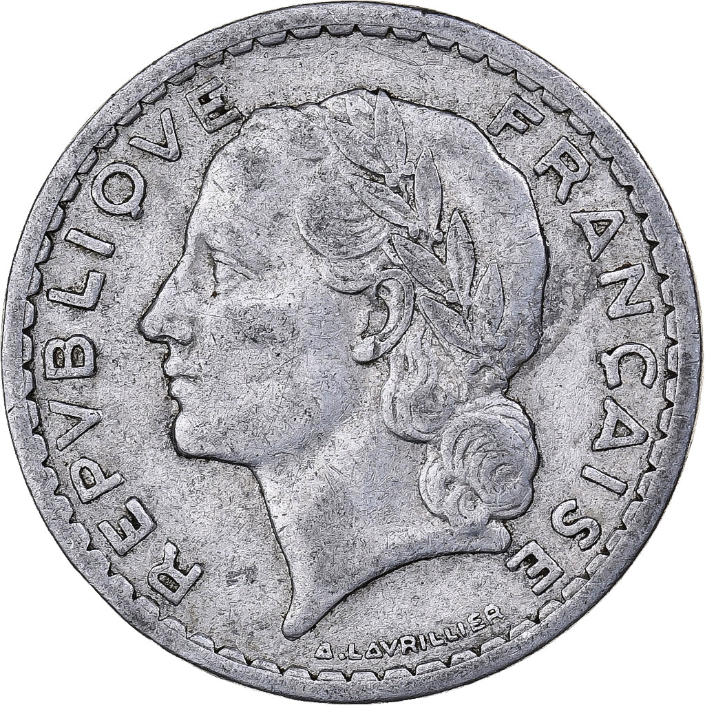 Frankrijk, 5 Francs, Lavrillier, 1945, Beaumont - Le Roger, Aluminium, ZF