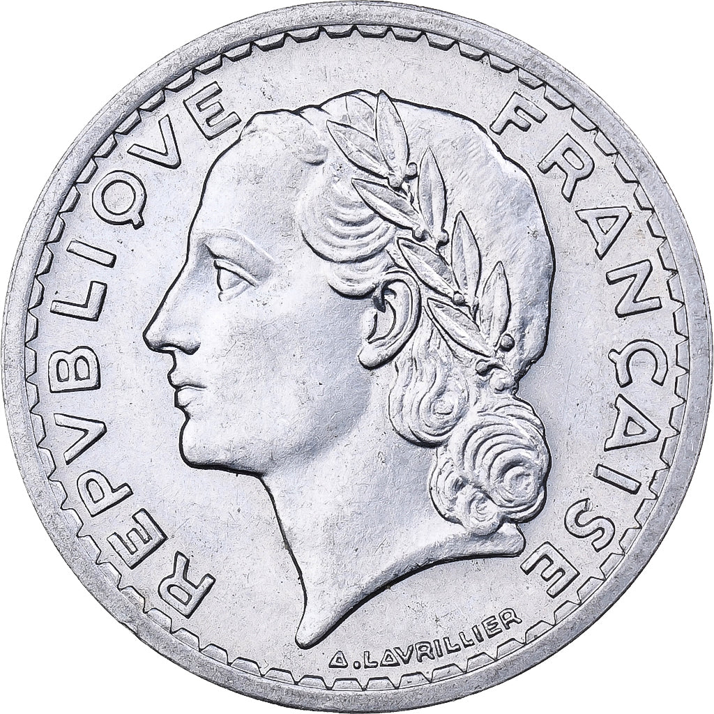 Francja, 5 Francs, Lavrillier, 1946, Paris, Aluminium, AU(50-53), KM:888b.1