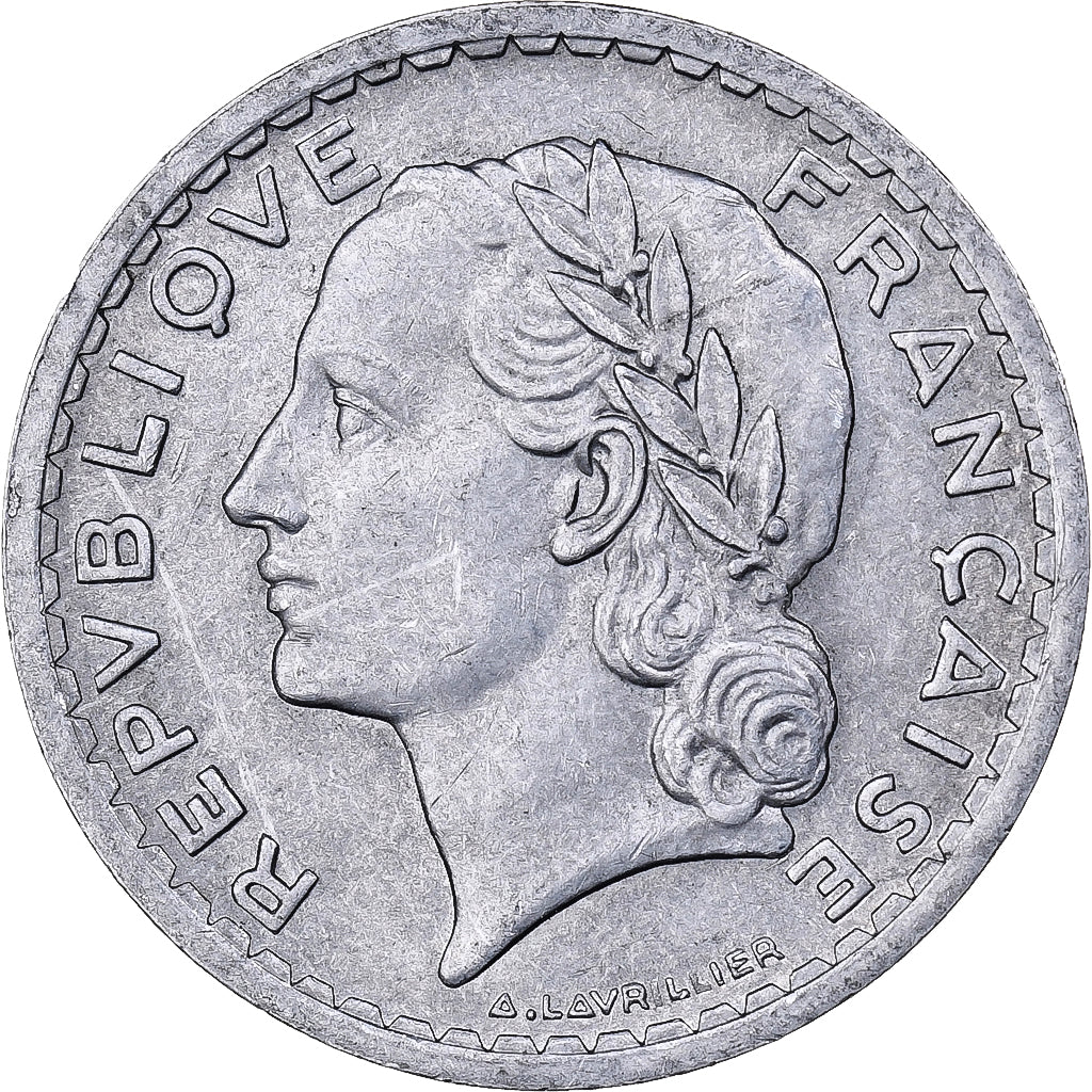 Francja, 5 Francs, Lavrillier, 1946, Paris, Aluminium, EF(40-45), KM:888b.1