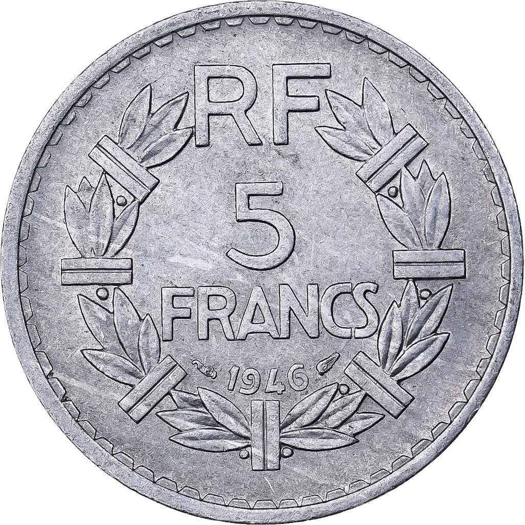 Francja, 5 Francs, Lavrillier, 1946, Paris, Aluminium, EF(40-45), KM:888b.1