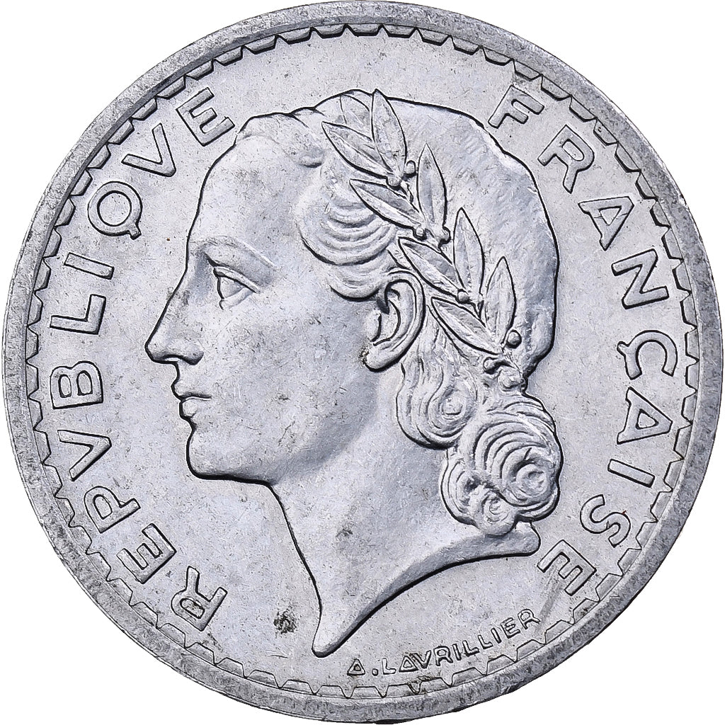Frankrijk, 5 Francs, Lavrillier, 1946, Paris, Aluminium, FR+, KM:888b.1