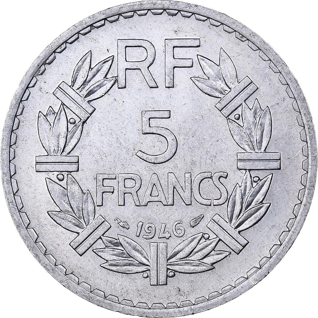 Frankrijk, 5 Francs, Lavrillier, 1946, Paris, Aluminium, FR+, KM:888b.1