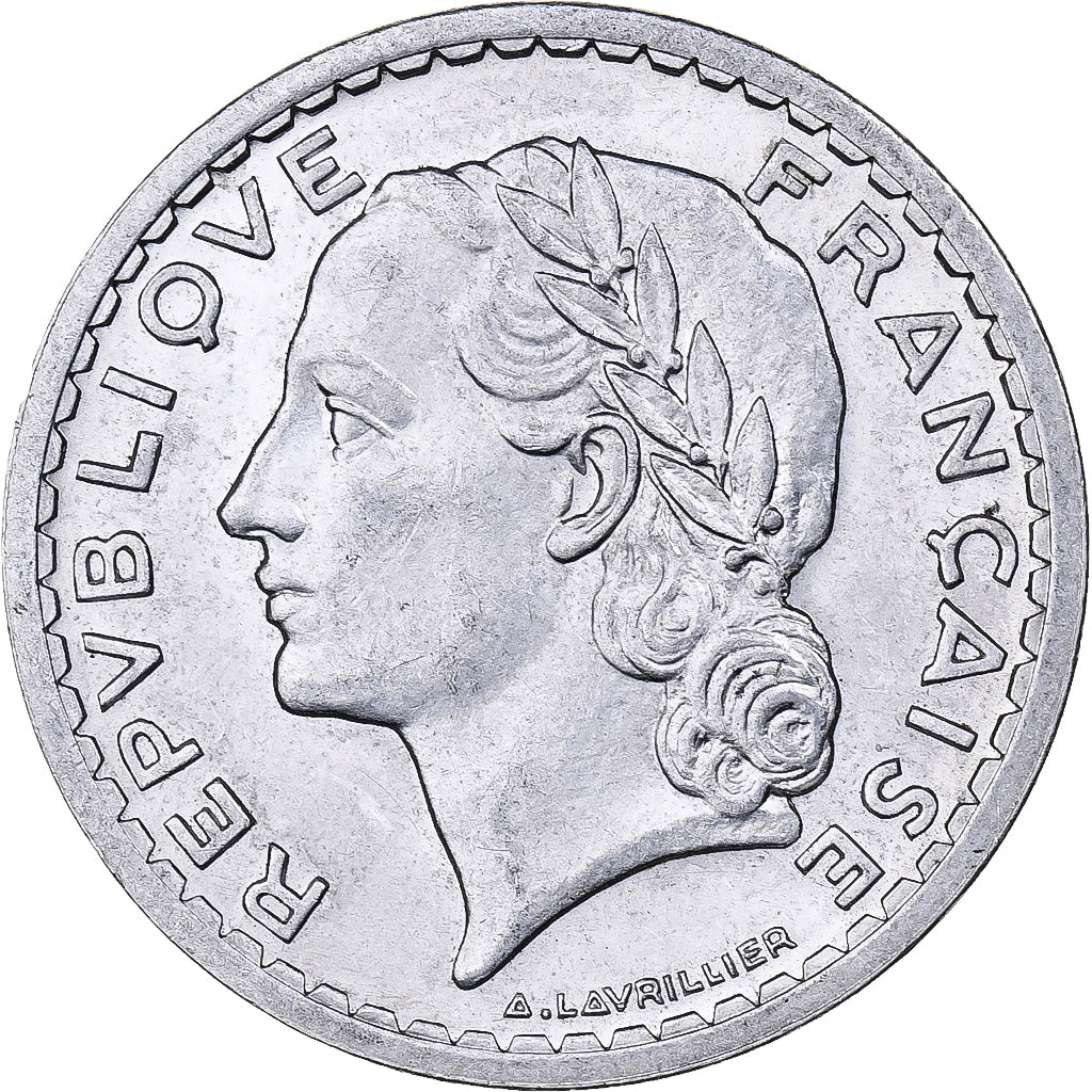 França, 5 Francs, Lavrillier, 1946, Paris, Alumínio, EF(40-45), KM:888b.1