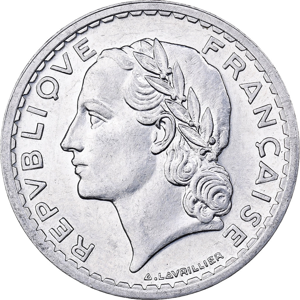 Francja, 5 Francs, Lavrillier, 1949, Paris, Aluminium, EF(40-45), KM:888b.1