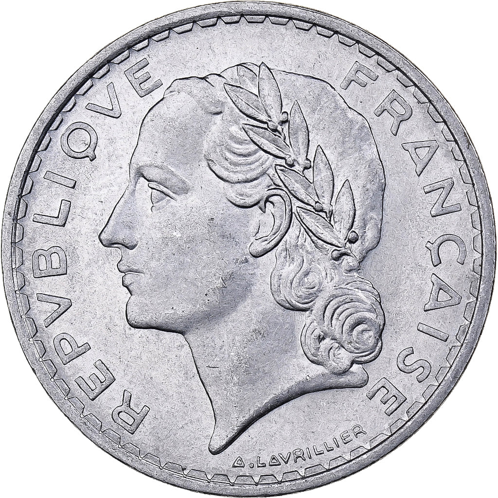 Francja, 5 Francs, Lavrillier, 1949, Paris, Aluminium, AU(50-53), KM:888b.1