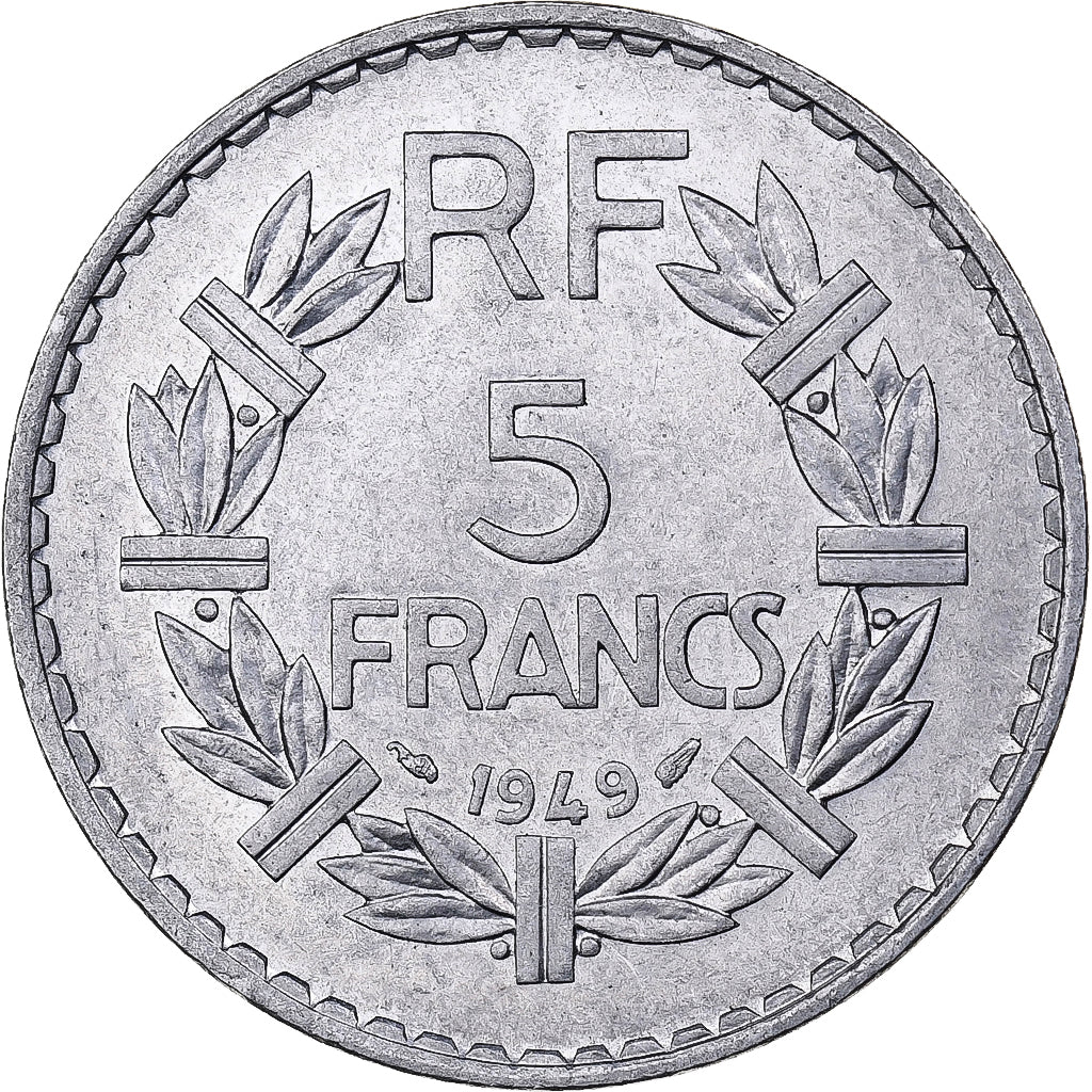 Francja, 5 Francs, Lavrillier, 1949, Paris, Aluminium, AU(50-53), KM:888b.1