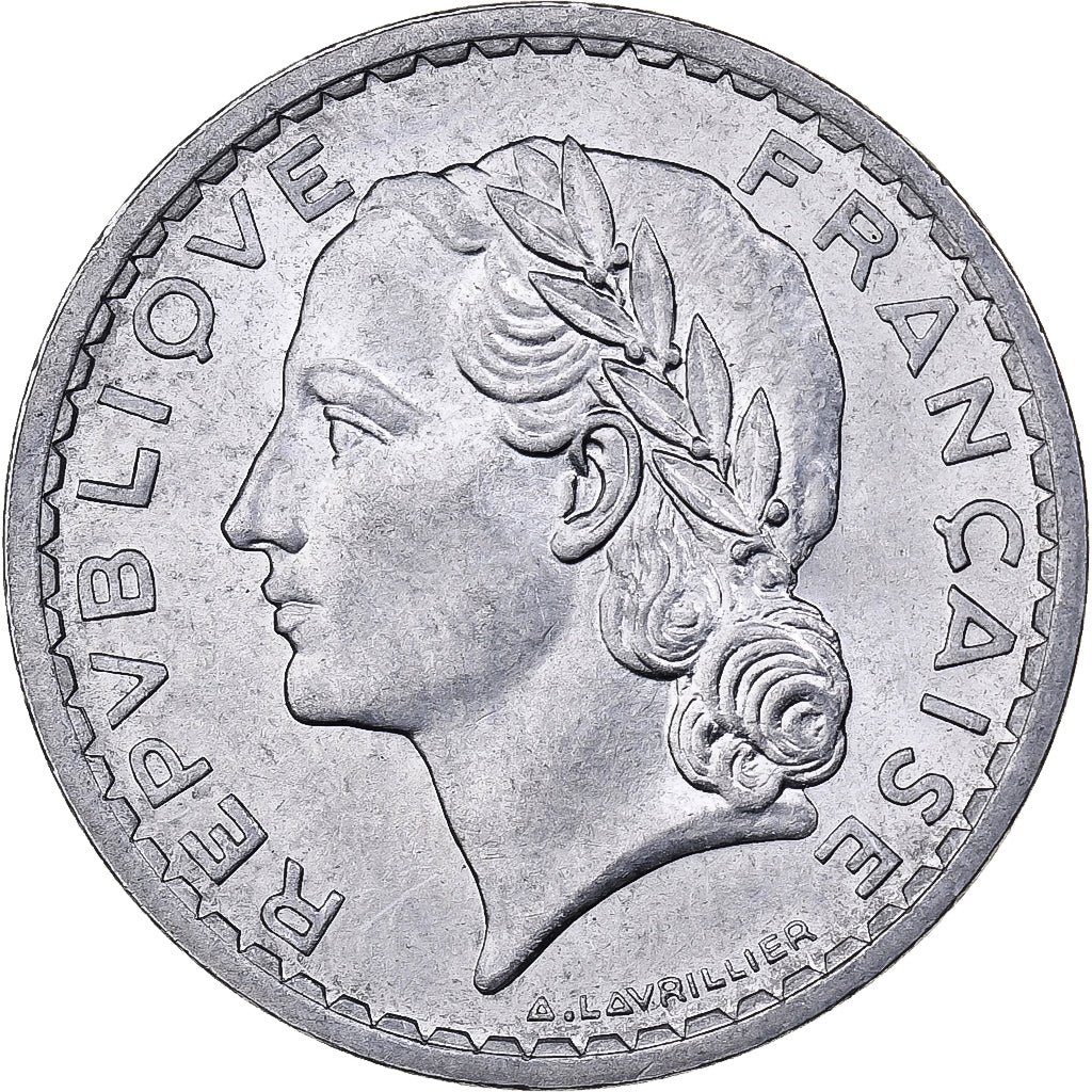 França, 5 Francs, Lavrillier, 1949, Paris, Alumínio, VF(30-35), KM:888b.1
