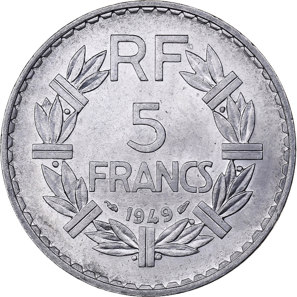 França, 5 Francs, Lavrillier, 1949, Paris, Alumínio, VF(30-35), KM:888b.1