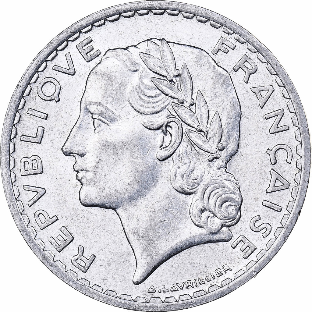 França, 5 Francs, Lavrillier, 1950, Paris, Alumínio, AU(50-53), KM:888b.1