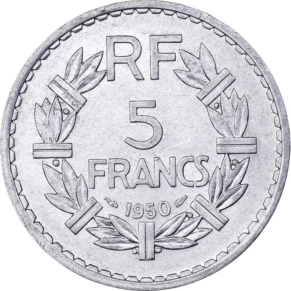 França, 5 Francs, Lavrillier, 1950, Paris, Alumínio, AU(50-53), KM:888b.1