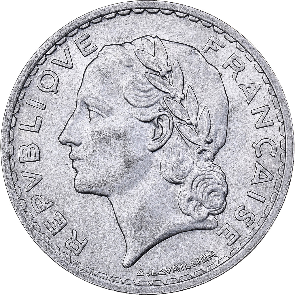 Francja, 5 Francs, Lavrillier, 1950, Paris, Aluminium, VF(30-35), KM:888b.1