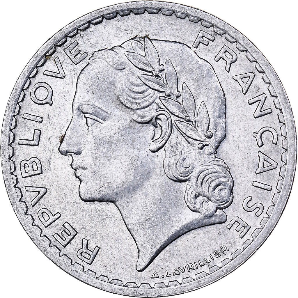França, 5 Francs, Lavrillier, 1947, Paris, Alumínio, AU(50-53), KM:888b.1