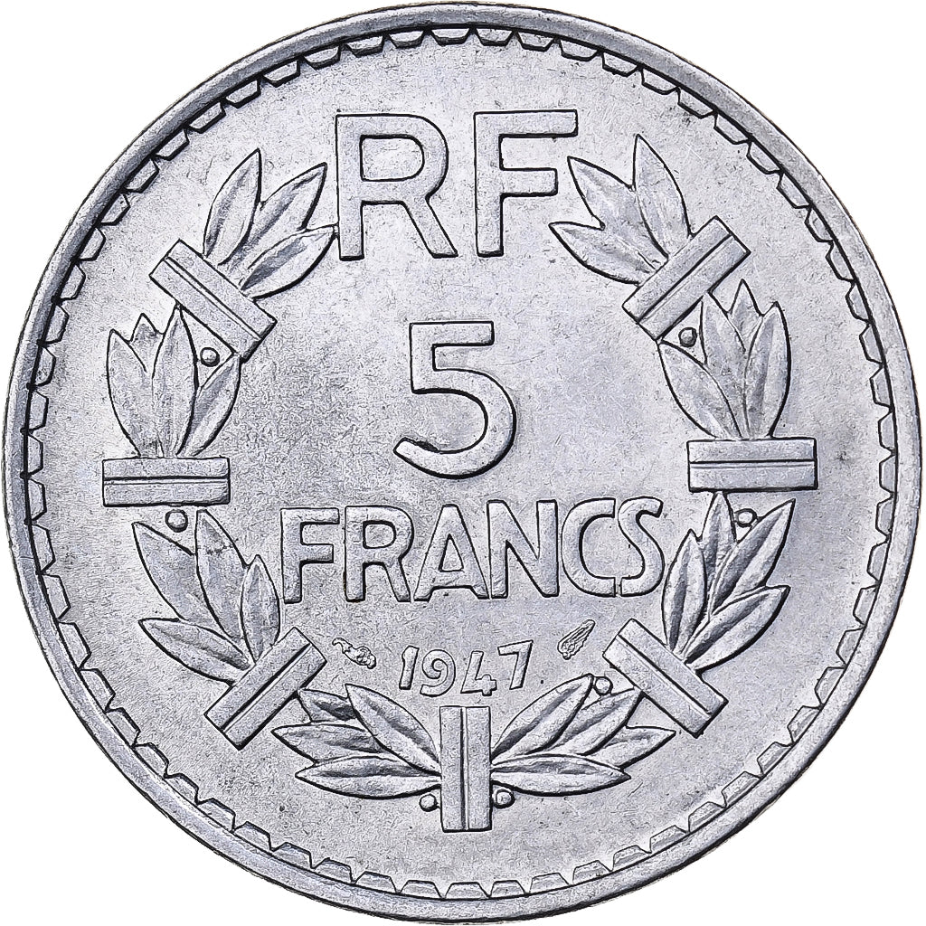 França, 5 Francs, Lavrillier, 1947, Paris, Alumínio, AU(50-53), KM:888b.1