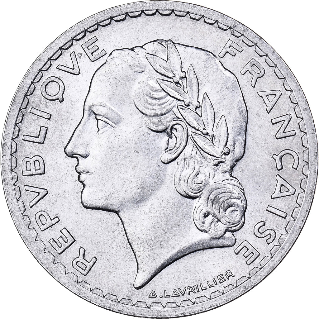 Francia, 5 Francs, Lavrillier, 1947, Paris, Aluminio, EBC, KM:888b.1