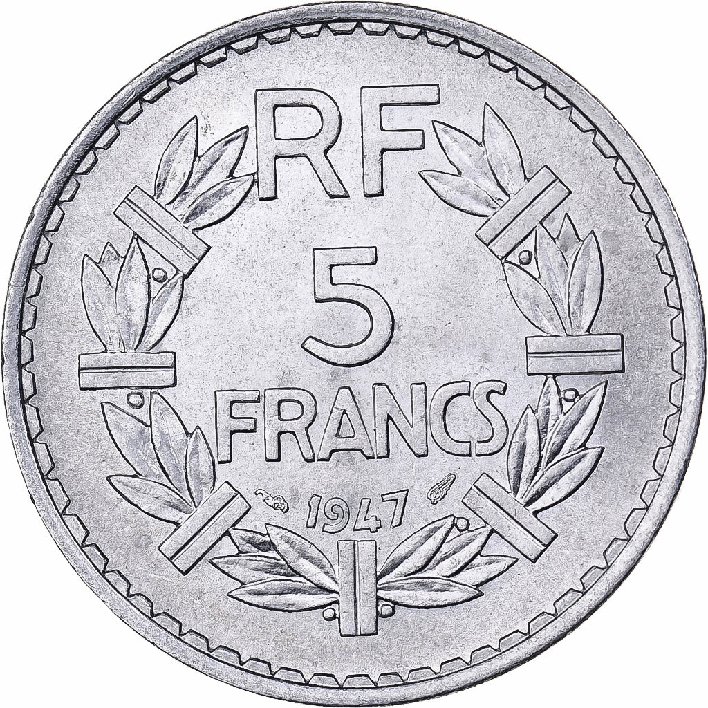 Francia, 5 Francs, Lavrillier, 1947, Paris, Aluminio, EBC, KM:888b.1