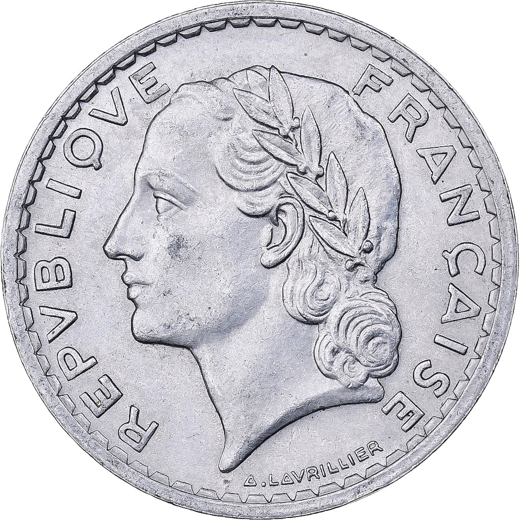 Francja, 5 Francs, Lavrillier, 1947, Paris, Aluminium, EF(40-45), KM:M8