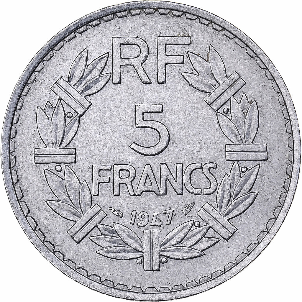 Francja, 5 Francs, Lavrillier, 1947, Paris, Aluminium, EF(40-45), KM:M8
