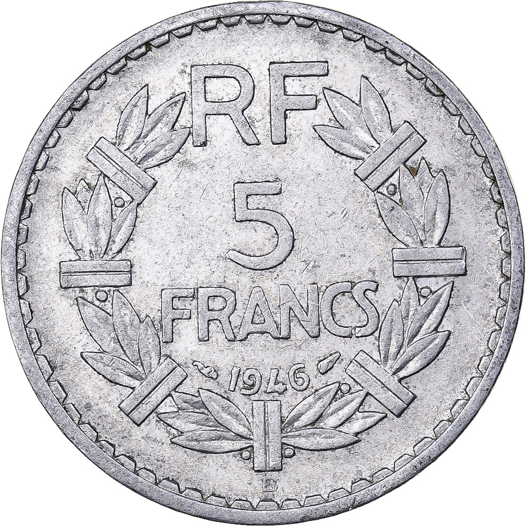 Francja, 5 Francs, Lavrillier, 1946, Paris, Aluminium, VF(30-35), KM:888b.1