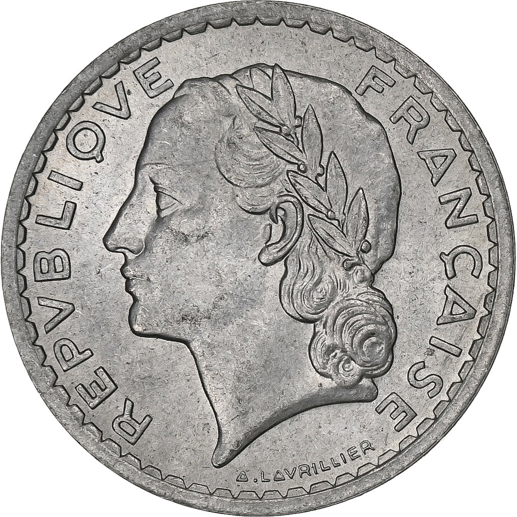 Francia, 5 Francs, Lavrillier, 1949, Paris, Aluminio, BC+, KM:888b.1