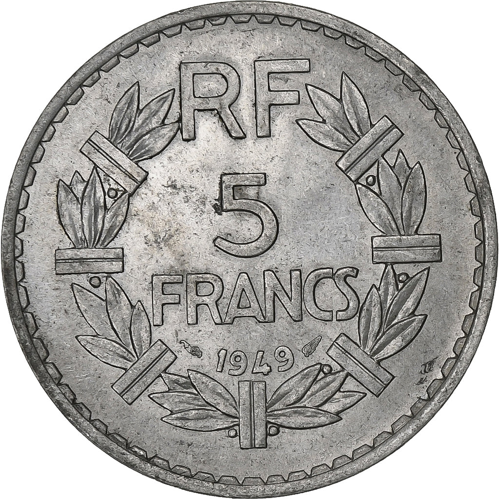 Francia, 5 Francs, Lavrillier, 1949, Paris, Aluminio, BC+, KM:888b.1