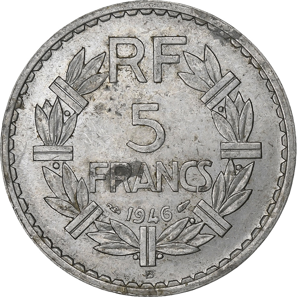 Frankreich, 5 Francs, Lavrillier, 1946, Beaumont - Le Roger, Aluminium, S