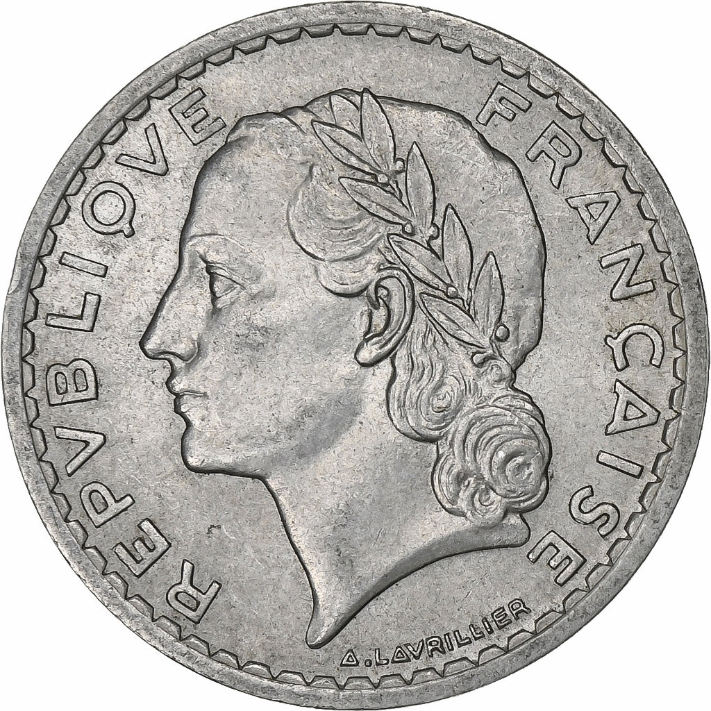 Francia, 5 Francs, Lavrillier, 1947, Beaumont - Le Roger, Aluminio, MBC